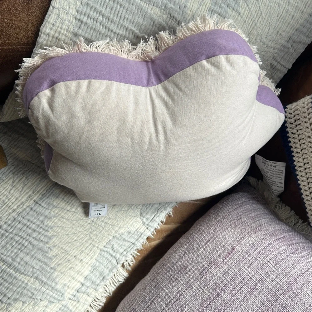Pink Purple Butterfly Accent Pillow Set of 2 Fringed Textured 3D Decorative NEW